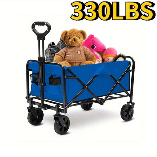 Folding Utility Cart with Iron Frame, No Assembly Required, 220–450 lb Options
