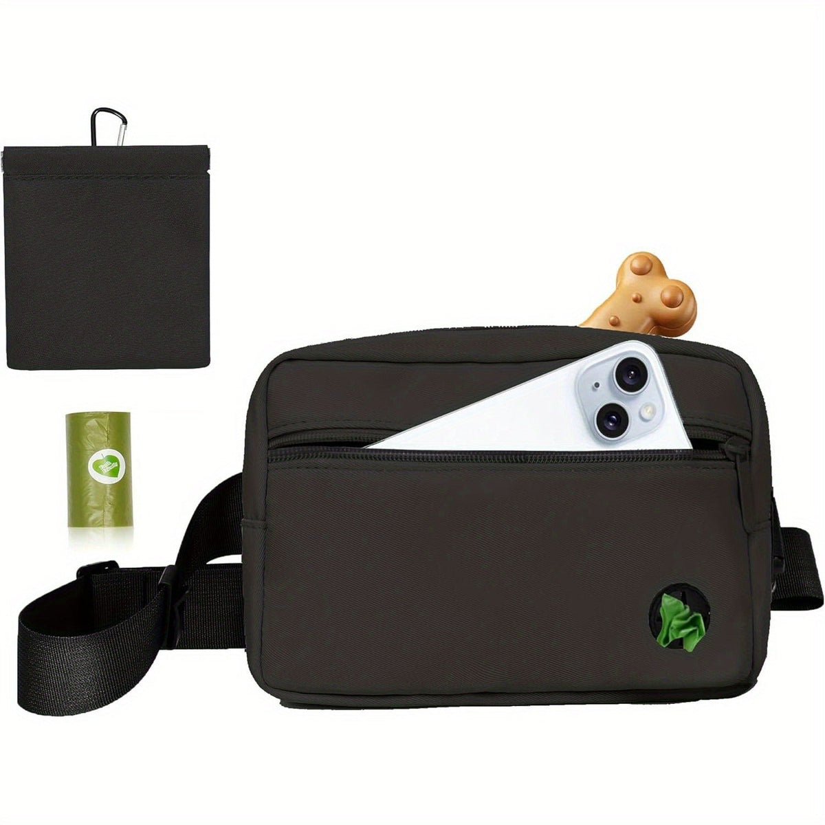 Dog Treat Pouch for Training - Waist Belt Bag with Poop Bag Dispenser, Detachable Treat Bag & Carabiner - Dog Walking Bag for Puppy Training Rewards, Fits Phone, Keys & Water Bottle