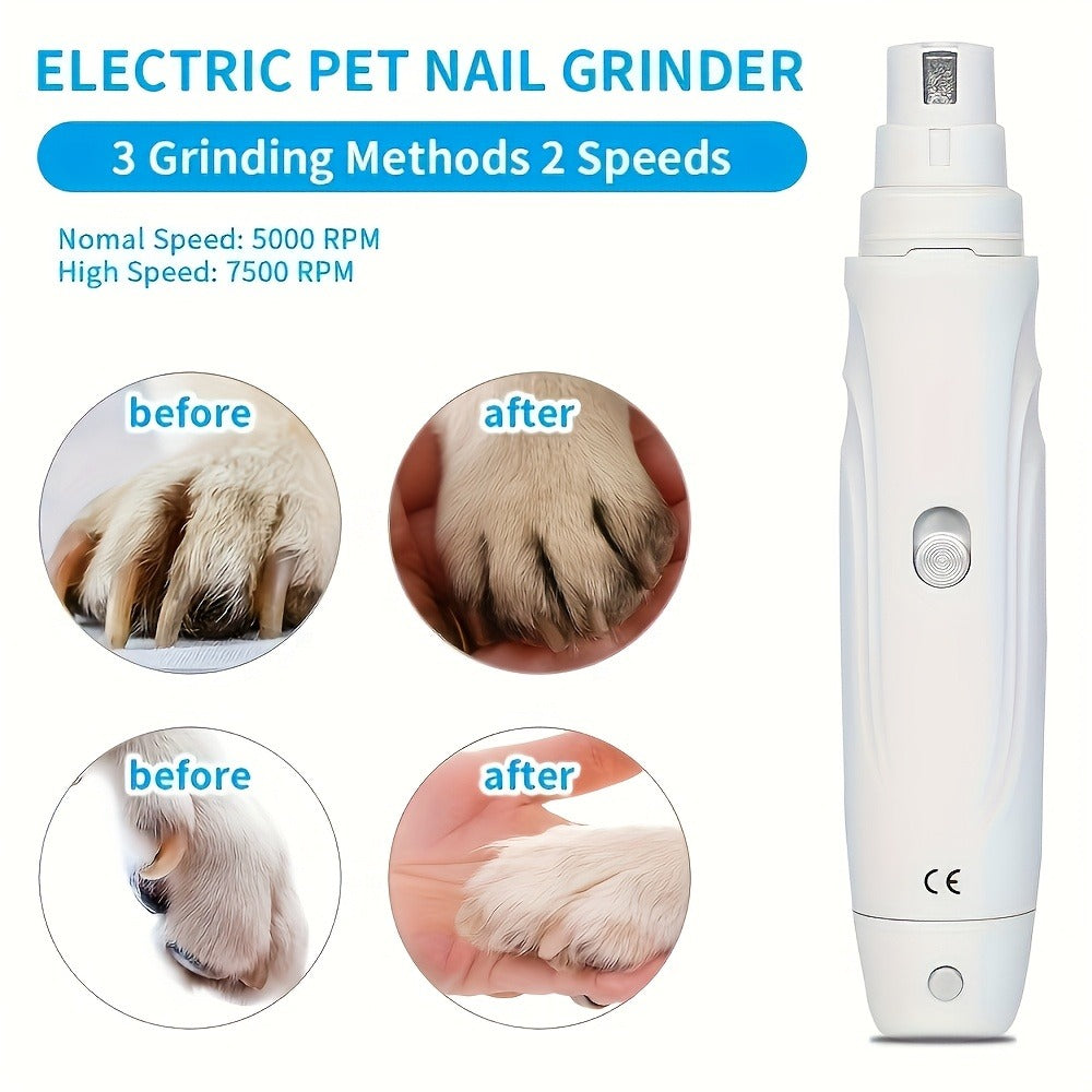 Dog Nail Grinder Electric 2-Speed – Professional Pet Nail Trimmer with High-Speed Motor, Lightweight Quiet Nail Clipper for Puppies & Dogs, Safe Home Paw Grooming Tool