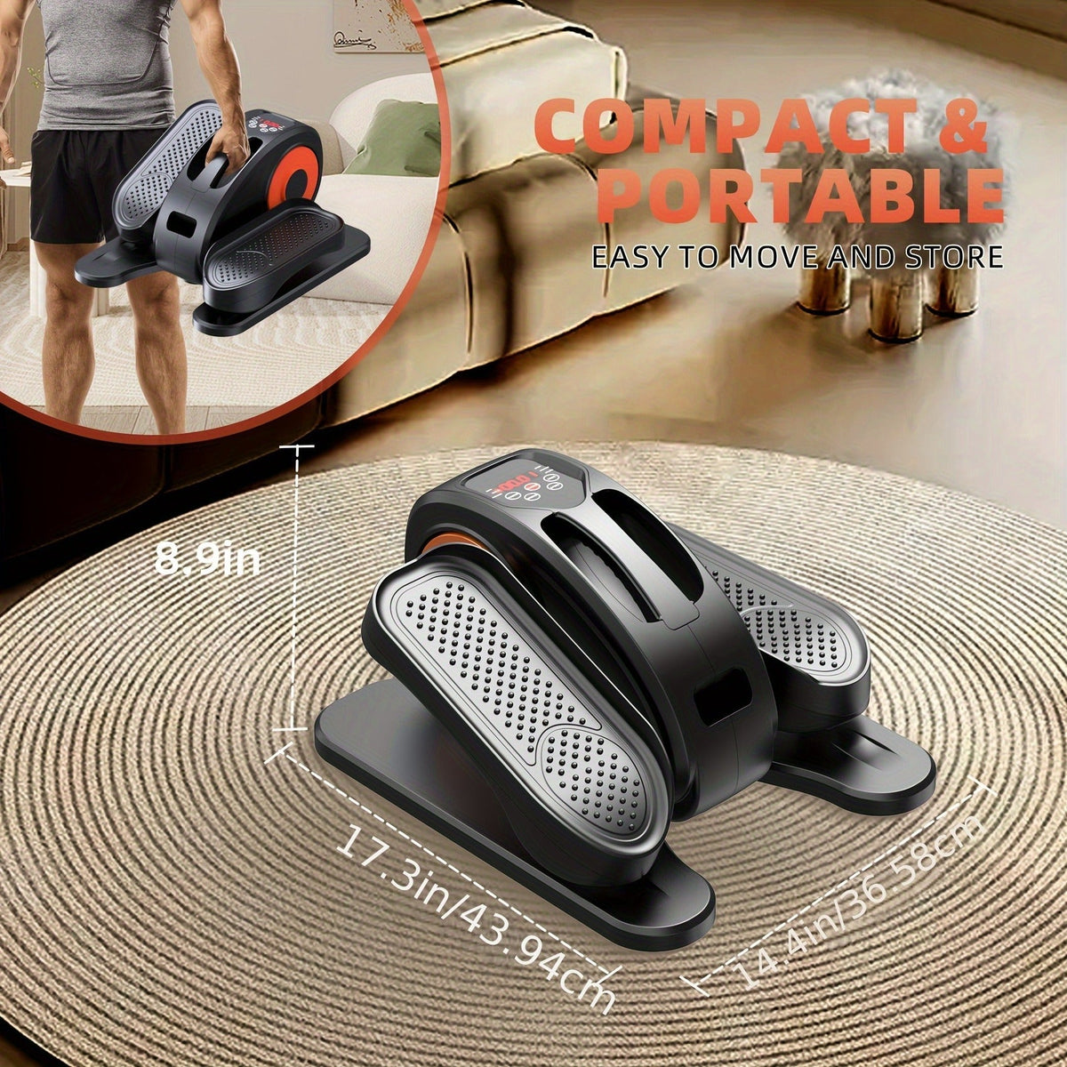 Electric Under Desk Elliptical Machine 12-Speed Seated Leg Exerciser with Remote Control, Quiet Motorized Pedal Stepper for Seniors & Home Office, Fully Assembled Foot Pedal Exerciser