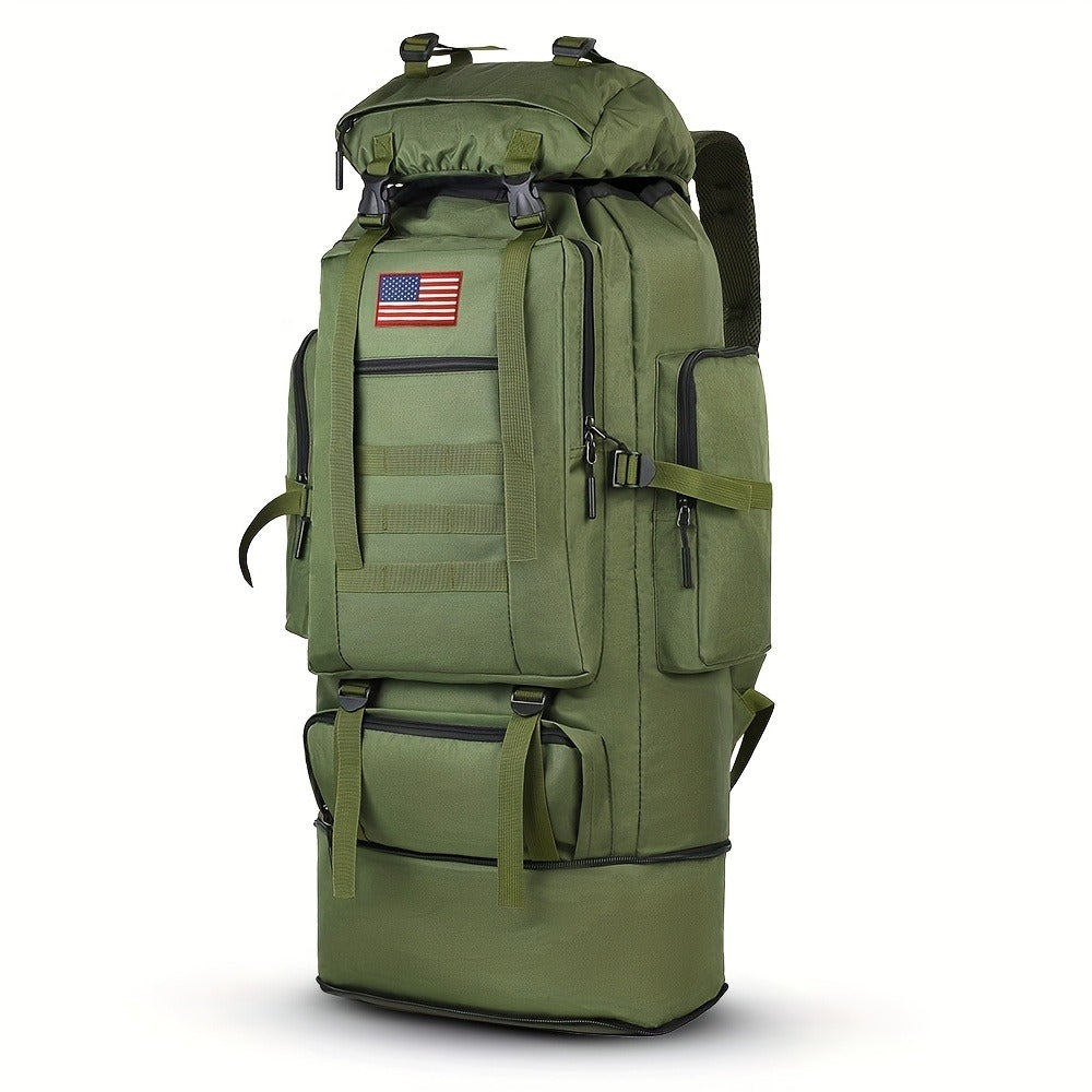 Tactical Backpack 100L Large Capacity Hiking Backpack Multiple Compartments Heavy Duty Ergonomic Straps for Camping Travel Trekking Backpacking Outdoor Adventures Jungle Green Black Army Green Gray Desert