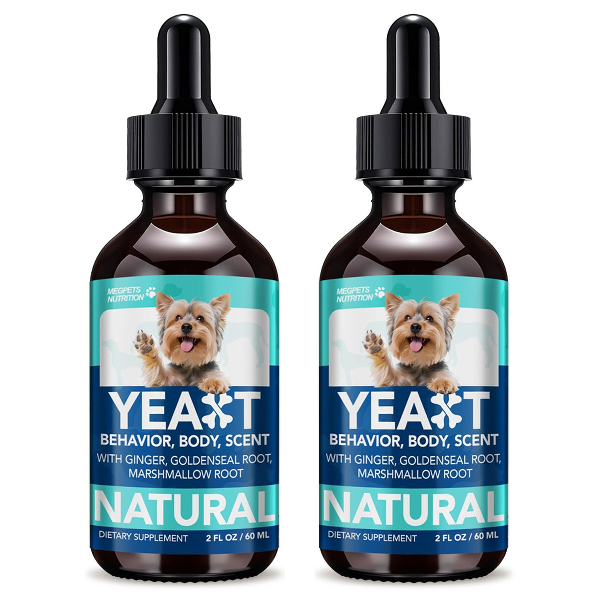 Yeast Supplement Drops for Dogs & Cats – No Odor Formula with Pau D’Arco Bark & Goldenseal Herb Liquid Extract | Easy-to-Use Pet Antifungal Support, 2 Fl Oz (60ml)
