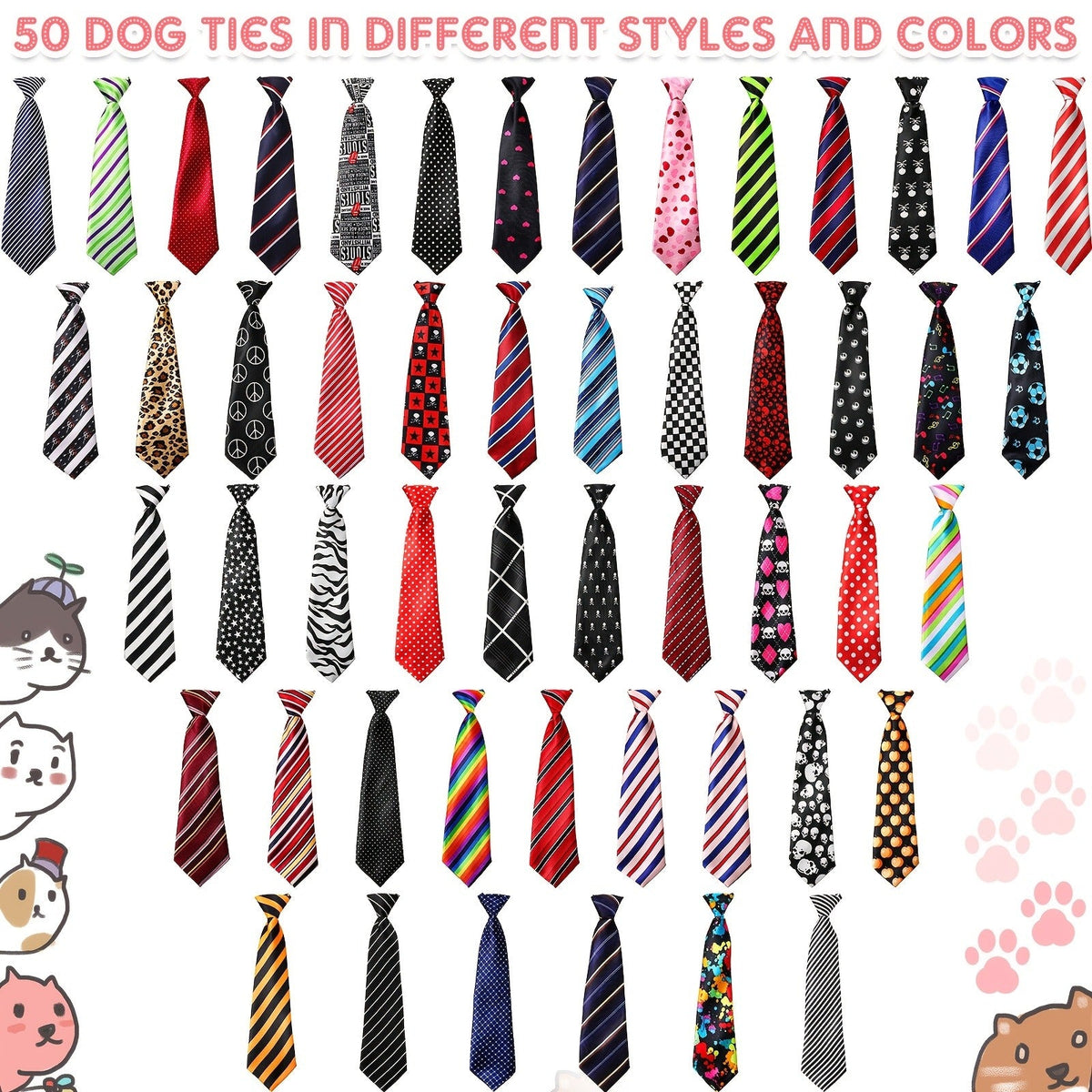 Dog Neck Ties Bulk Pack 30pcs Adjustable Grooming Bow Ties for Medium Large Dogs Mix Colors Holiday Birthday Daily Wear Pet Collar Accessories