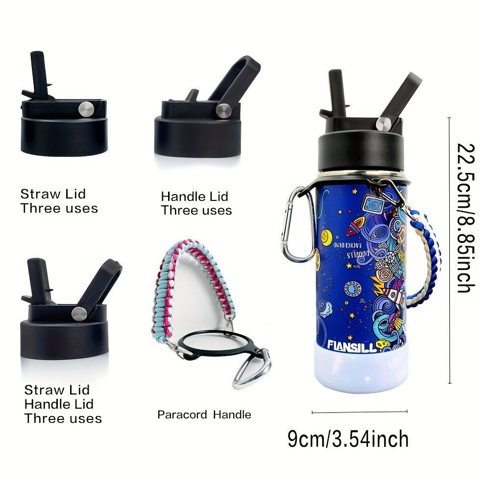 Insulated Water Bottle 16oz - Stainless Steel Vacuum Tumbler with Fun Printed Designs - Leak-Proof Kids & Teen Water Bottle, Perfect Gift for Students, Boys, Girls & Outdoor Activities