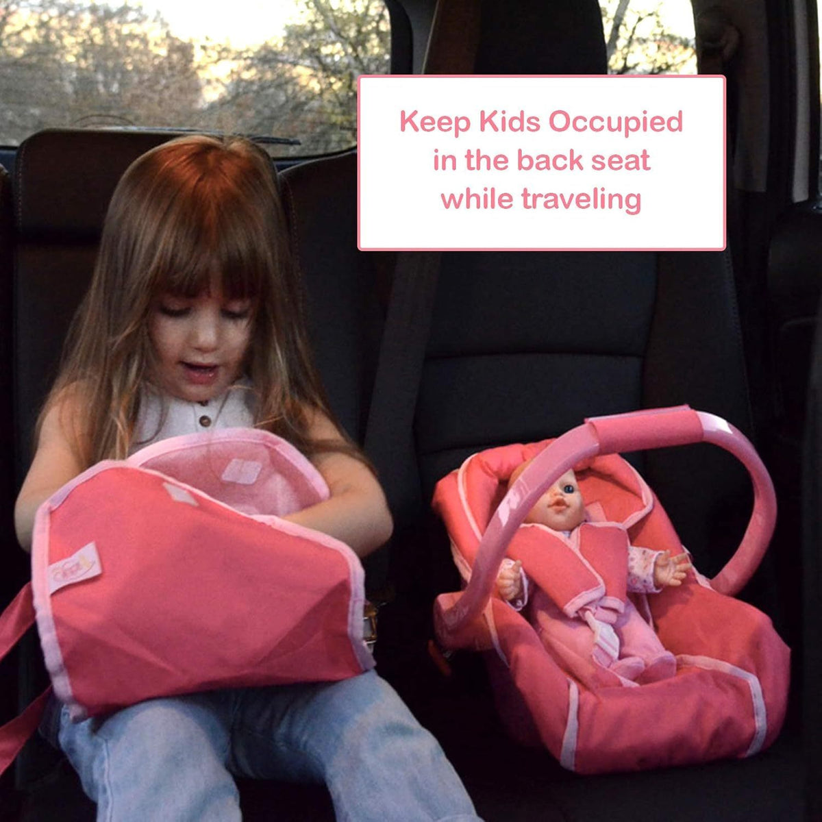Pink Unicorn Doll Car Seat and Carrier for Dolls Up to 18 Inches