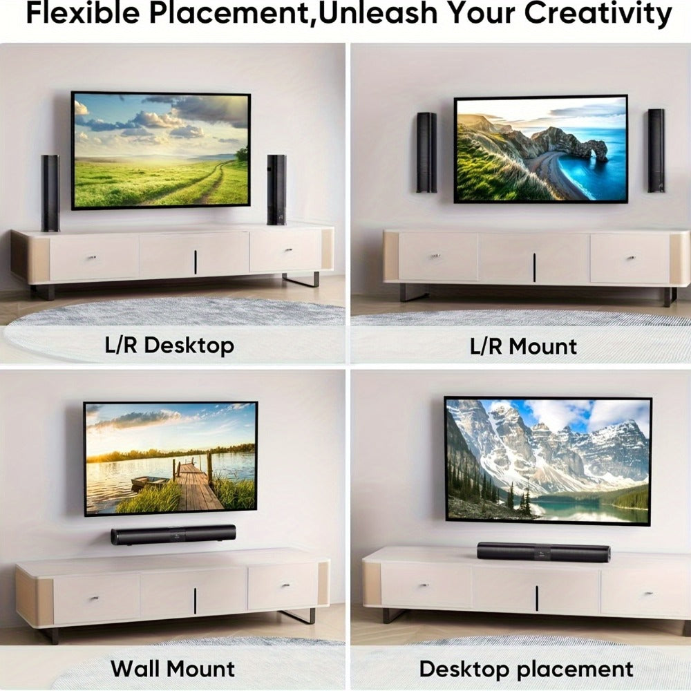 2.1 Channel Soundbar with Subwoofer for TV PC Gaming – Wireless Bluetooth Optical AUX Wall-Mountable Surround Sound System, Plug & Play Home Theater Speaker