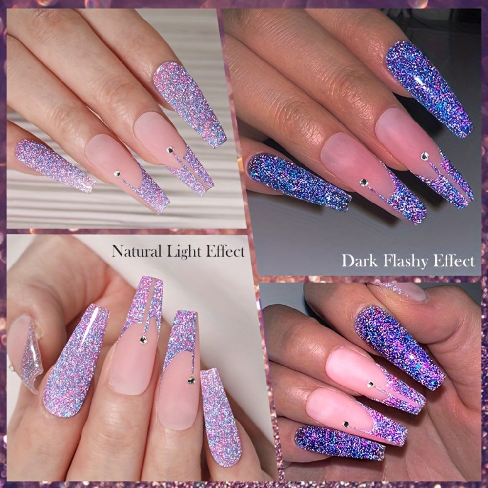 Reflective Glitter Line Gel Nail Art Set LILYCUTE Sparkling Stripe 3pcs 5ml Each - Ultra-Thin Pull Line Drawing Graffiti Gel Polish LED UV Cured DIY Home Manicure for Women