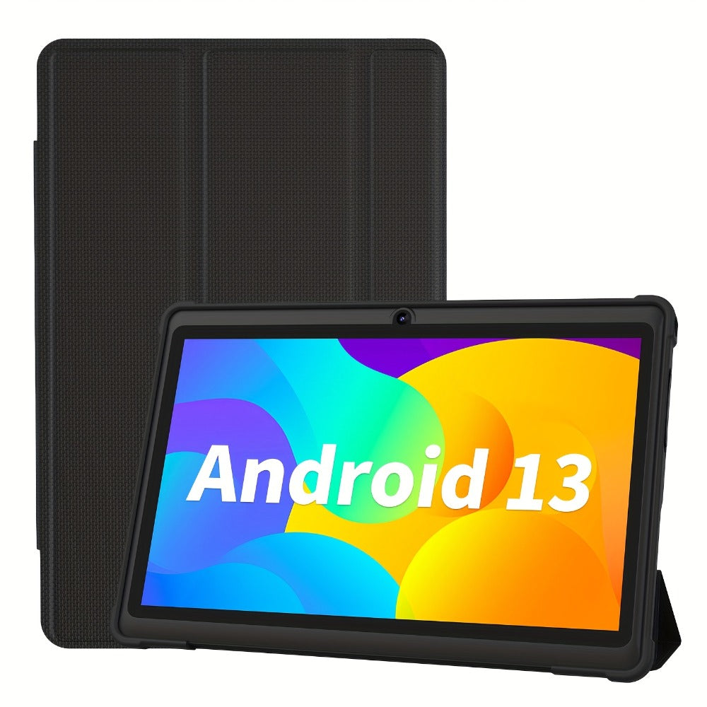 Android 13 Tablet 7 Inch with Protective Case – 4GB RAM, 32GB ROM, 1TB Expandable Storage, 3500mAh Battery, HD IPS Screen, Dual Camera, WiFi, USB-C, Classic Style Portable Tablet for Kids & Adults