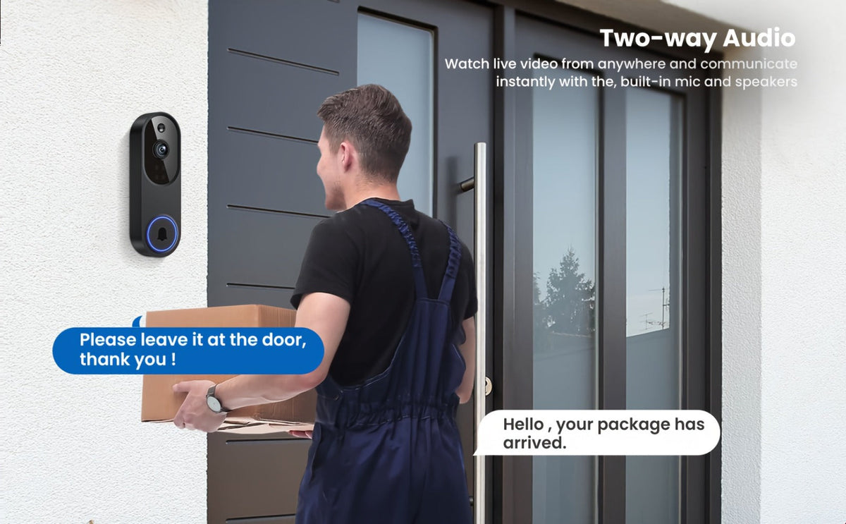 960P Smart Video Doorbell 2.4G 5G Dual-Band WiFi – Color Night Vision, AI Vehicle & Person Detection, Two-Way Voice, 3:4 Full View Screen, Wireless No Wiring, Real-Time App Viewing, Black