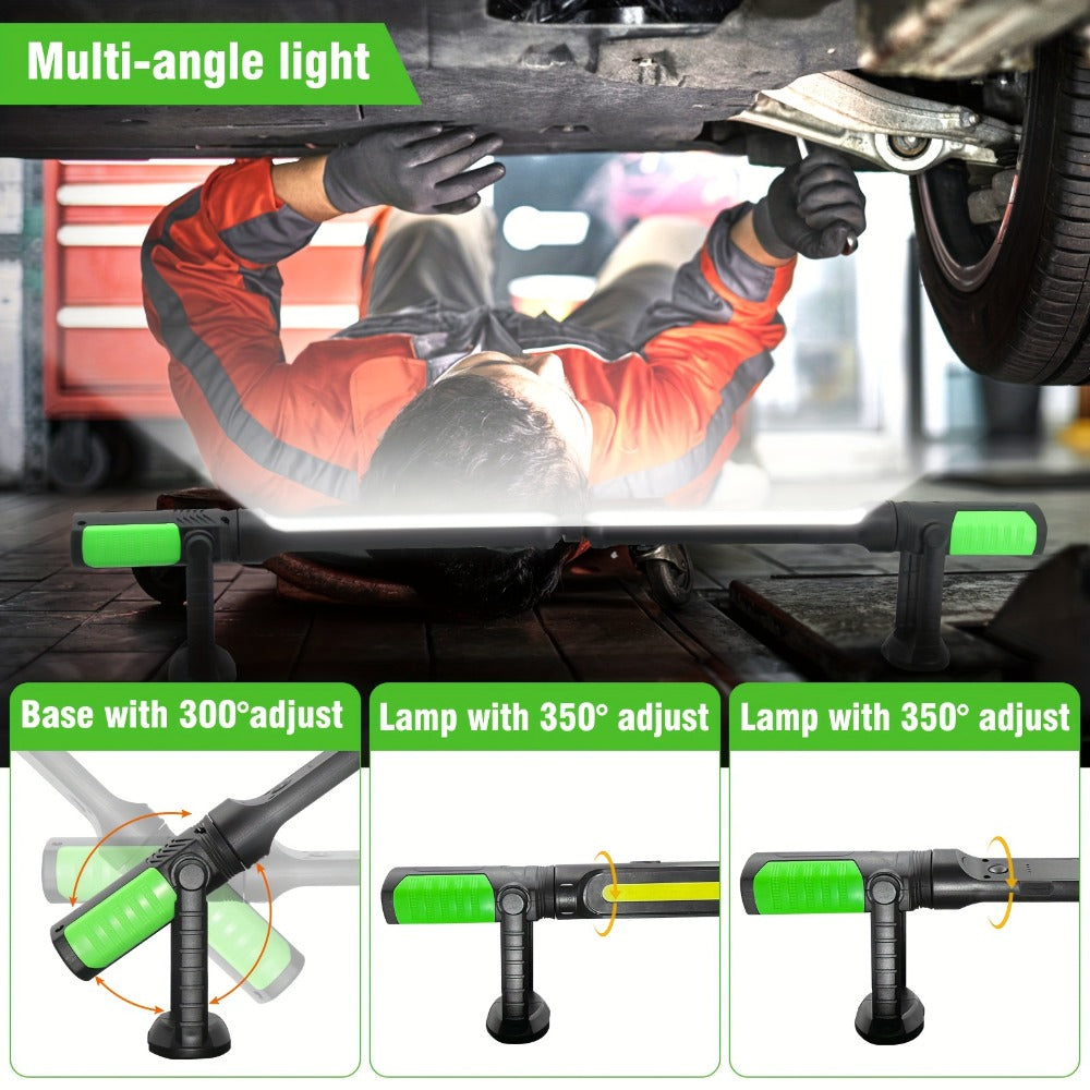 LED Work Light Rechargeable Cordless with Magnetic Base & Hook – Portable Mechanic Floodlight, Adjustable Brightness, Motion Sensor Control, Waterproof for Car Repair, Workshop, Garage, Outdoor & Emergency Use