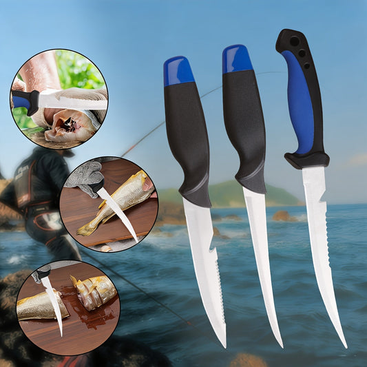 Fishing Knife Set, 3-Piece Options with Coated Stainless Steel Blades