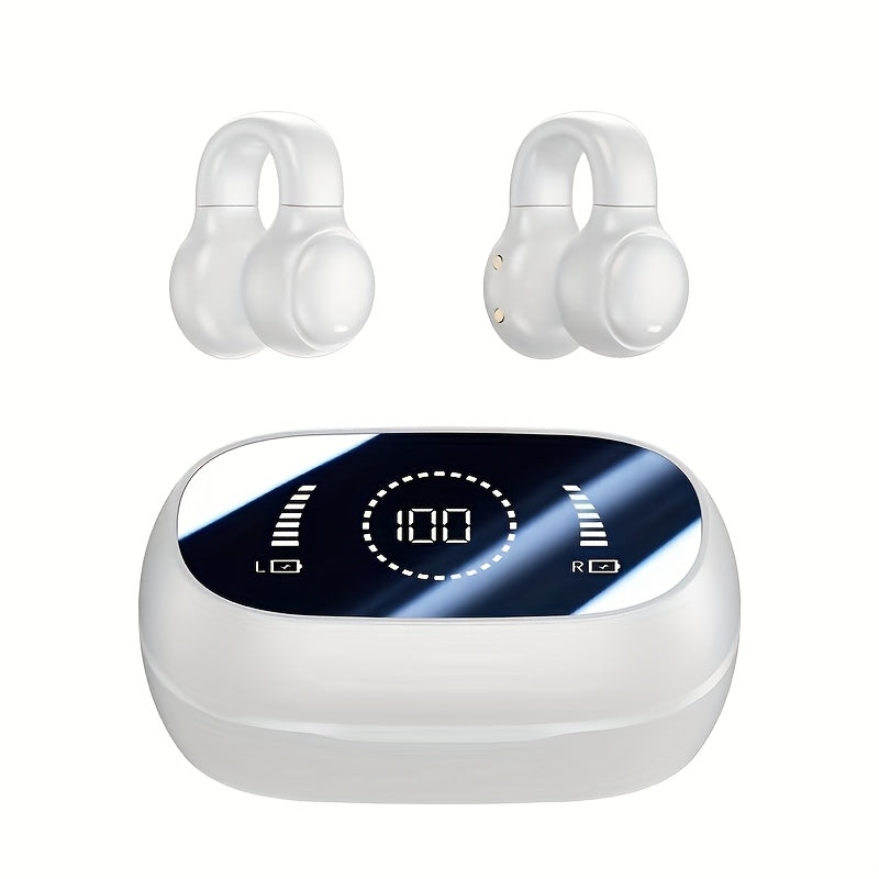 Mirror Display HiFi Wireless Earbuds Anti-Leakage In-Ear Design, Fingerprint Touch Control, Type-C Charging, LED Case, AI Translation Option, Semi-Open TWS Earphones for Calls Sports Videos