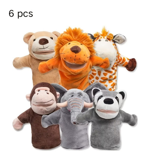 Zoo Animal Hand Puppets Set, 6 Characters with Movable Mouths for Storytelling