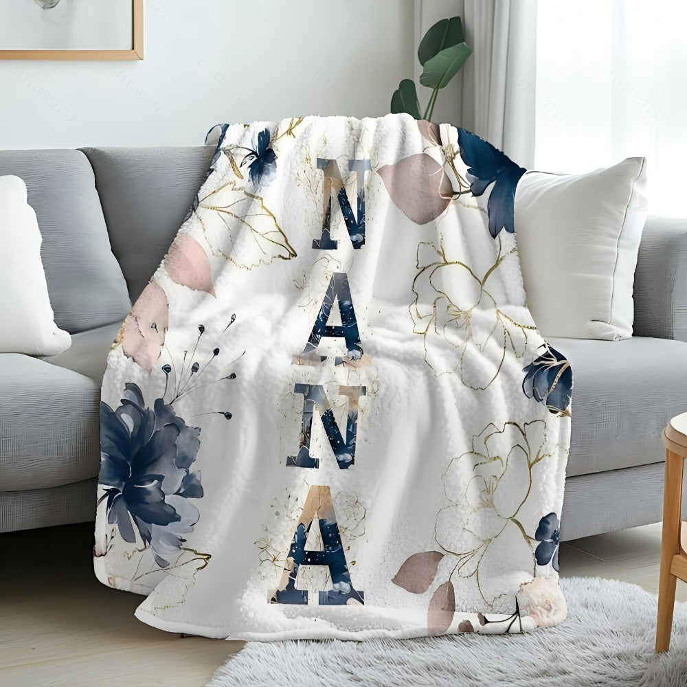 Floral Flannel Blanket – 280gsm Soft Warm Elegant Flower Print Bedspread for Sofa, Bed & Living Room, Machine Washable, 3 Sizes