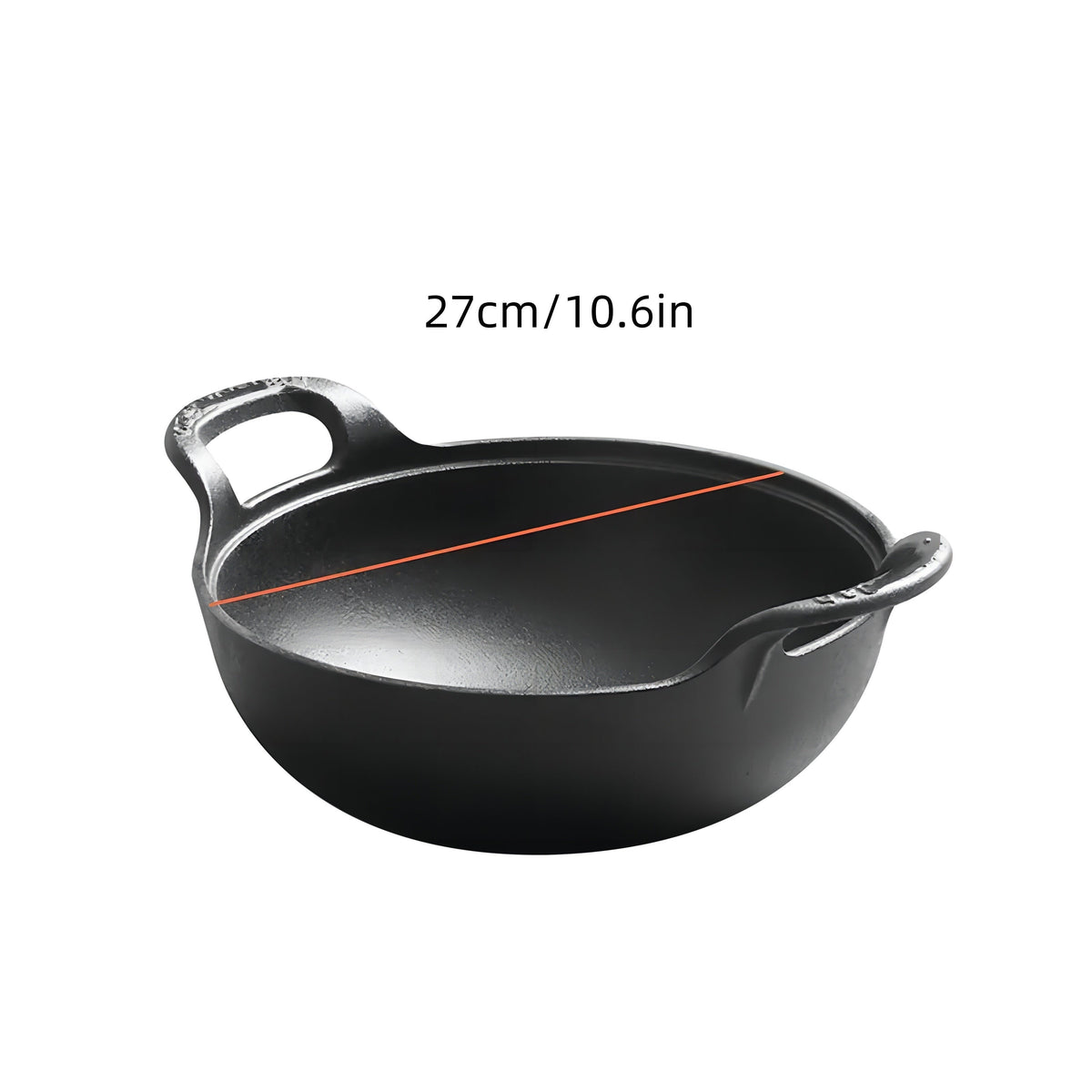 Cast Iron Wok Skillet Non-Stick Deep Stir Fry Pan with Dual Handles - Heavy Duty Uncoated Traditional Cooking Pot Multi-Size 9.84 10.62 11.81 12.59 Inch for Home Outdoor Grilling Baking