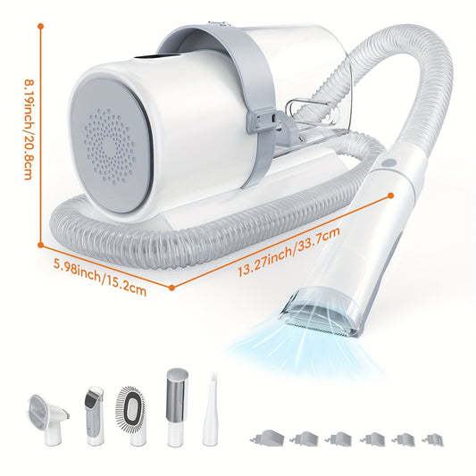 Pet Grooming Vacuum Kit, 5-in-1 with Clippers and 6 Guide Combs, Two Color Options