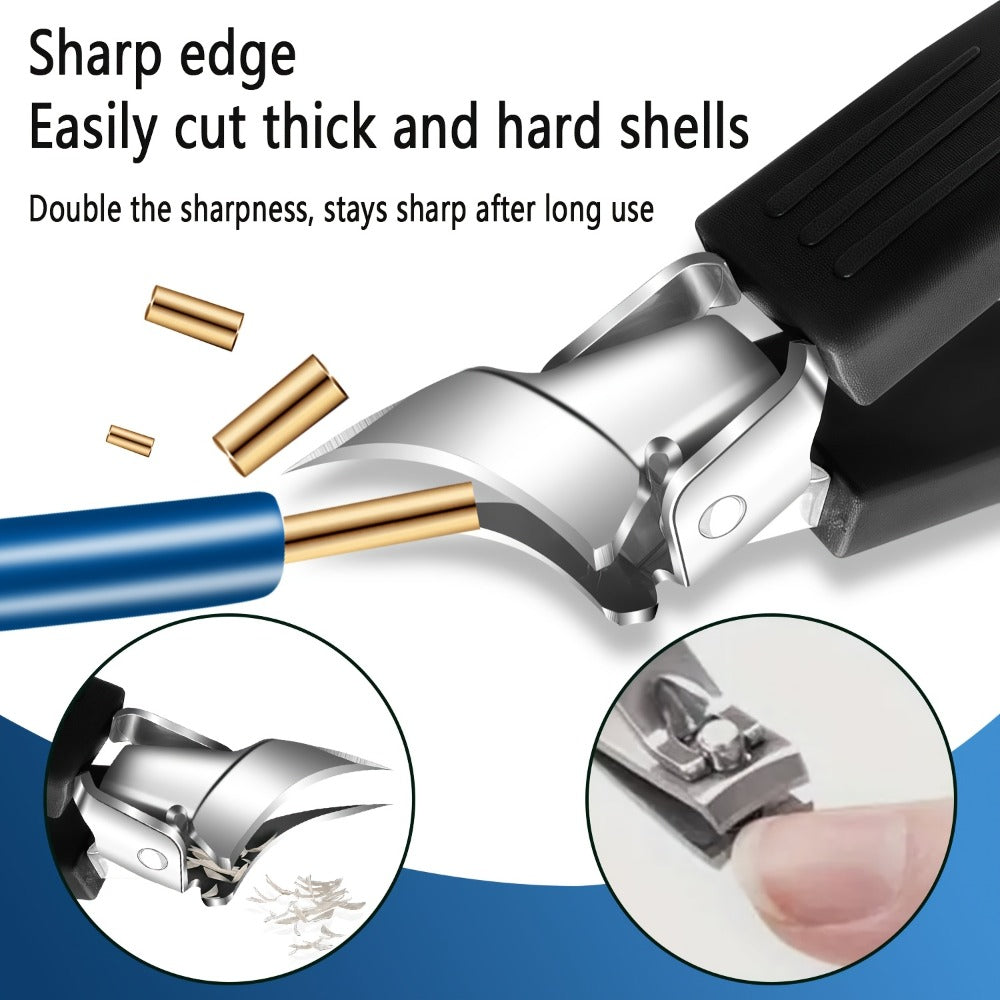 Ingrown Toenail Clipper Kit 7 Piece Professional Pedicure Set with Curved Blade Angled Head Nail File Cuticle Nipper Dead Skin Remover for Thick Toenails Men Women Elderly