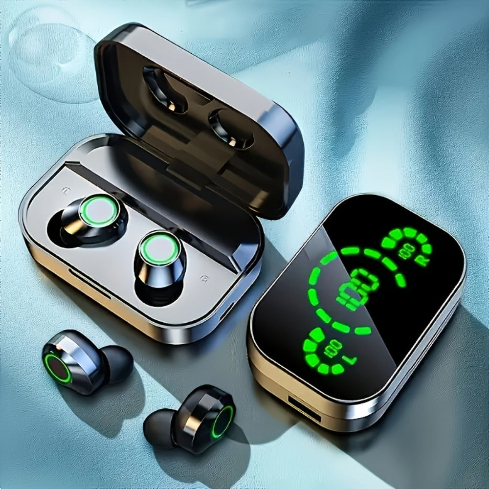 YD03 Digital Display Charging Case Wireless Earbuds, IPX4 Waterproof HD Stereo Touch Control Type-C, Comfortable In-Ear Sport Earphones for Sports Music Gaming Work iPhone Android