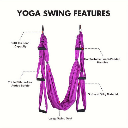 Aerial Yoga Swing Hammock in Nylon Fabric, Purple or Blue Options