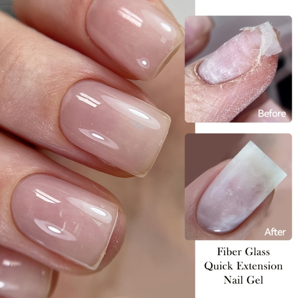 Nail Extension Builder Gel 3pcs - Fiberglass Construction Gel for Broken Nail Repair & Nail Extension, Clear UV LED Soak-Off Fiber Glass Gel Varnish, DIY Salon Nail Kit