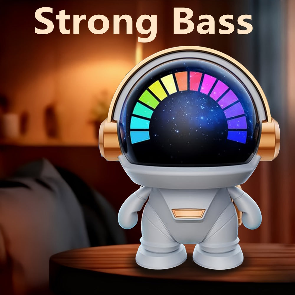 Cute Astronaut Wireless Speaker with LED Light, Portable Bluetooth Mini Speaker with Stereo Sound, USB Rechargeable Desktop Decoration Speaker for Home, Office & Party – Unique Birthday Gift for Kids, Teens & Adults