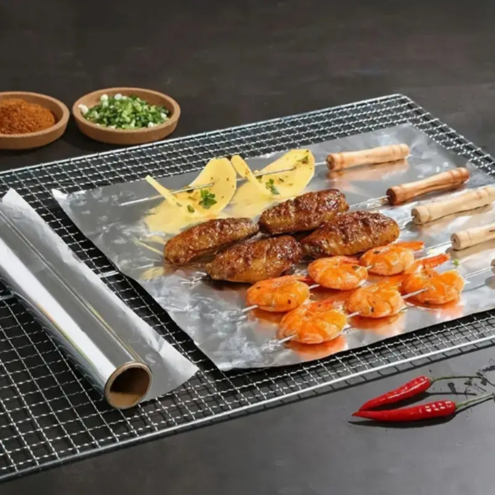 Heavy Duty Aluminum Foil Roll 12 Inch Wide 30 Sq Ft for Restaurant Food Packaging Grilling Cooking