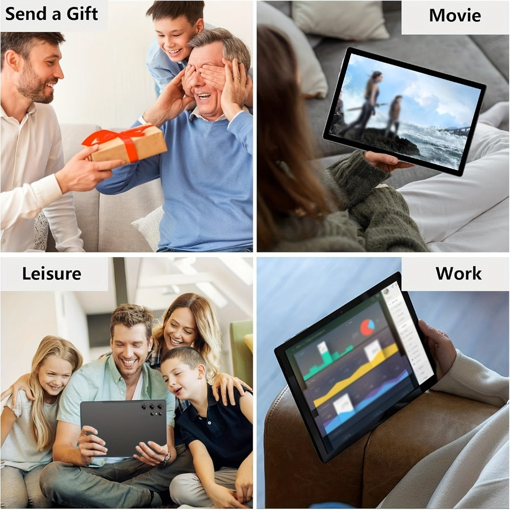 Android 15 Tablet 2-in-1 11 Inch with Keyboard, Case & Stylus | 12GB RAM 128GB ROM, 8MP+20MP Dual Camera, FHD IPS Screen, 5G Wi-Fi, Long Battery Life, Tablet PC for Work School Home