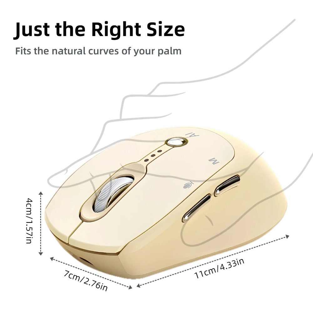 AI Wireless Mouse Voice to Text Real-Time Translation PPT Creation T-WOLF Silent Rechargeable Bluetooth 2.4G Dual Mode Battery Display Laptop PC Mac Windows Android Yellow Pink