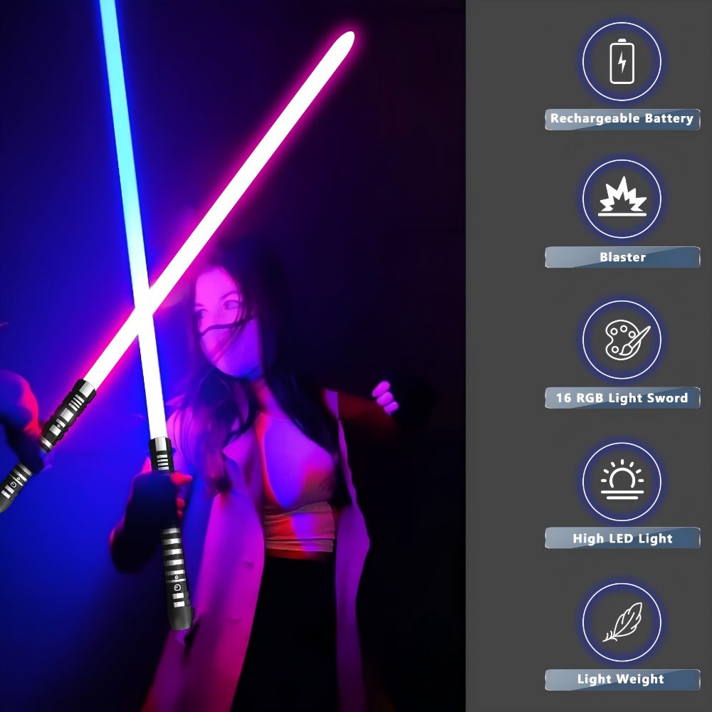 RGB Light-Up Saber Toy, Dark Phantom Style with 16 Colors and Sound Effects