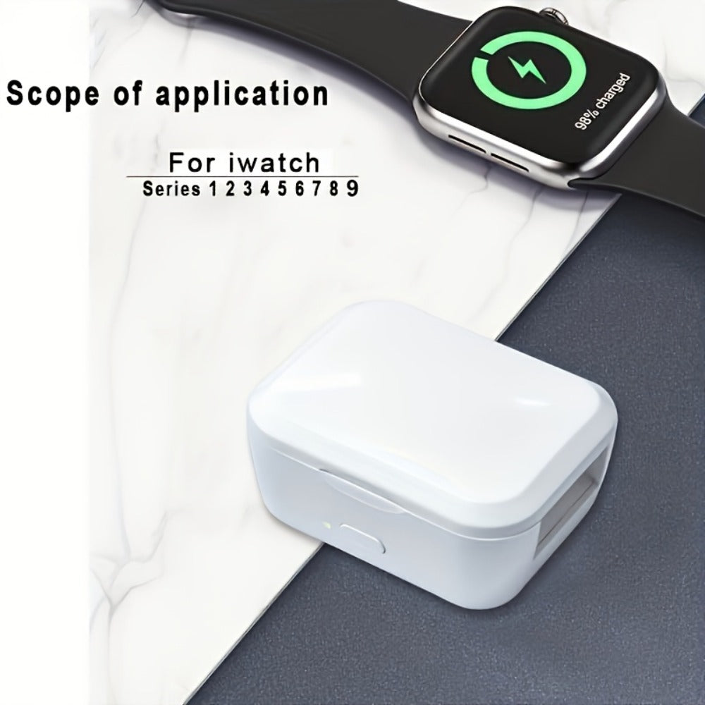 Portable Apple Watch Power Box Charger – Wireless Magnetic Fast Charging Compatible with iWatch Series 8 7 6 5 4 3 2 1 Compact Travel Charger No Outlet Needed White Gift for Apple Watch Users