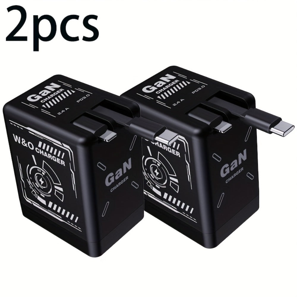 Built-In Cable USB-C Fast Charger 66W 120W – Integrated Type-C Cord 80cm 120cm PD 27W Charging Head for iPhone 17 16 15 14 13 12 Pro Max, Samsung Galaxy, Xiaomi Android, 1pc or 2pcs Set 6 Colors