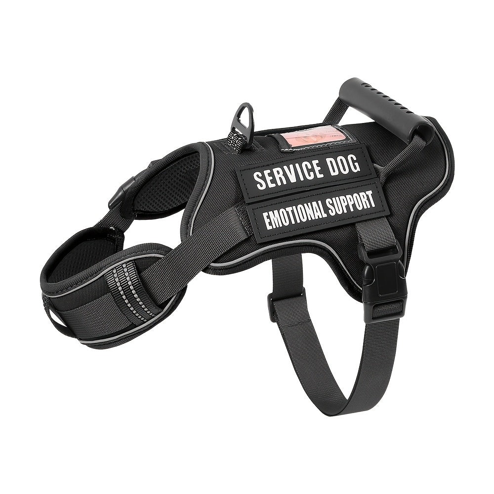 Tactical Dog Harness with MOLLE System & Control Handle Adjustable Reflective No-Pull Service Dog Vest for Walking Training - S M L in Khaki Red Black Linen Sky Blue