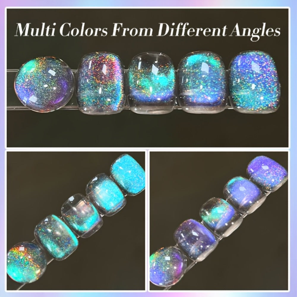 9D Cat Eye Gel Nail Polish Holographic Rainbow Swirl 10ml – Magnetic Multi-Dimensional Sparkle, Soak-Off UV LED Semi-Permanent 30-Day Wear, Salon Quality Nail Art for Women DIY Home Manicure