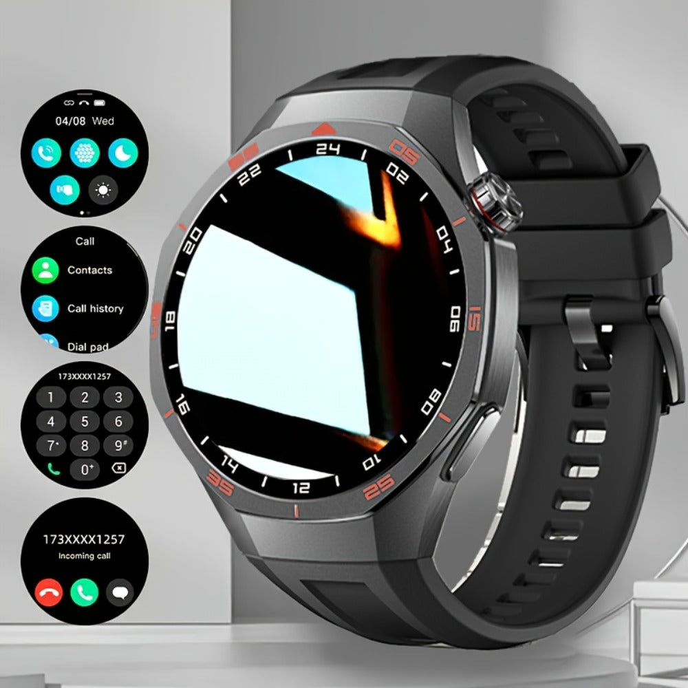 Hexagonal Bezel Smartwatch for Men HD TFT Display 150+ Sports Modes AI Voice Control 100+ Watch Faces Wireless Calling Weather Forecast Activity Tracker Compatible with Android iOS – Black Silver