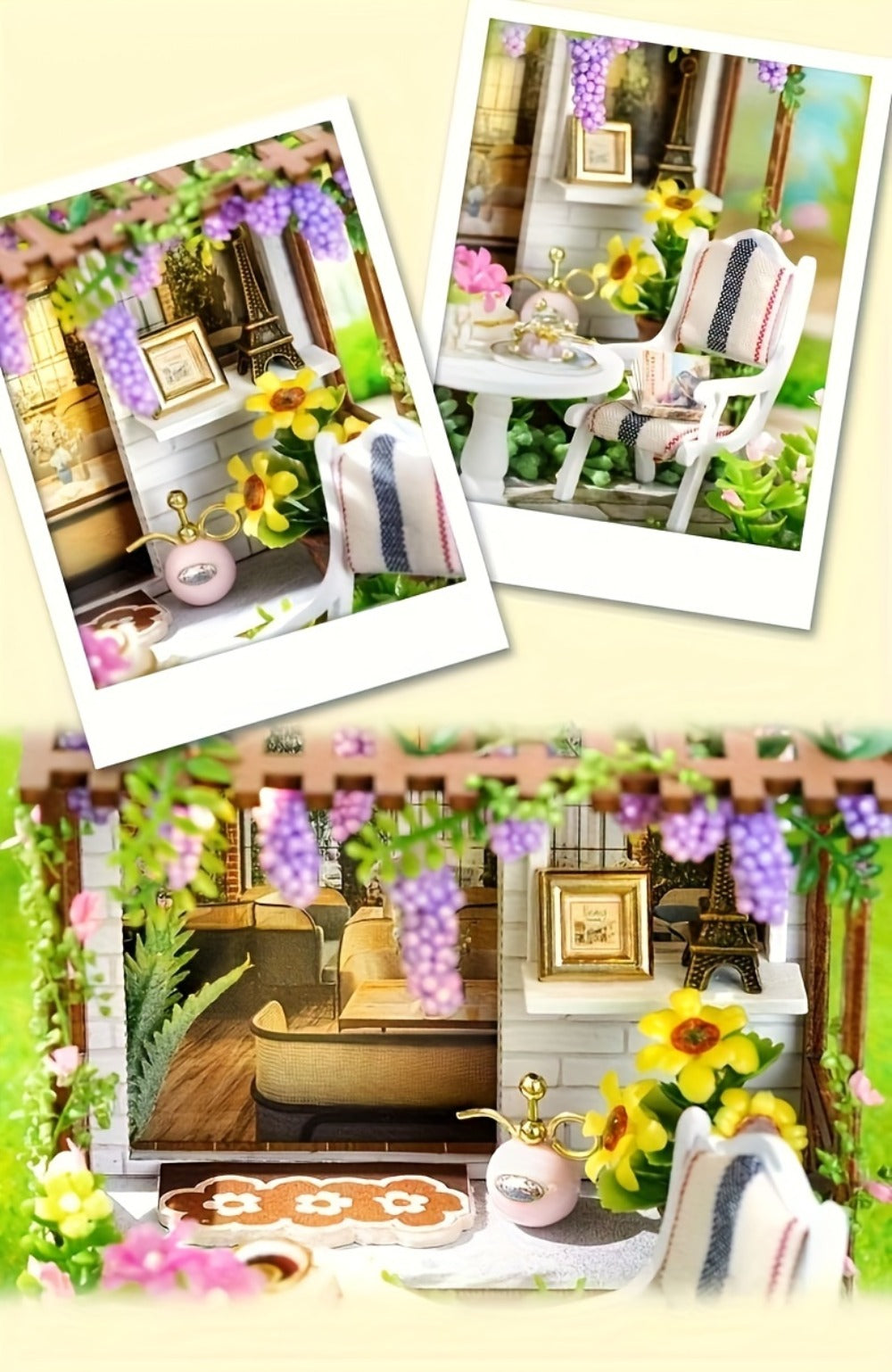 DIY Wooden Miniature House Kit with Dust Cover in Three Themes