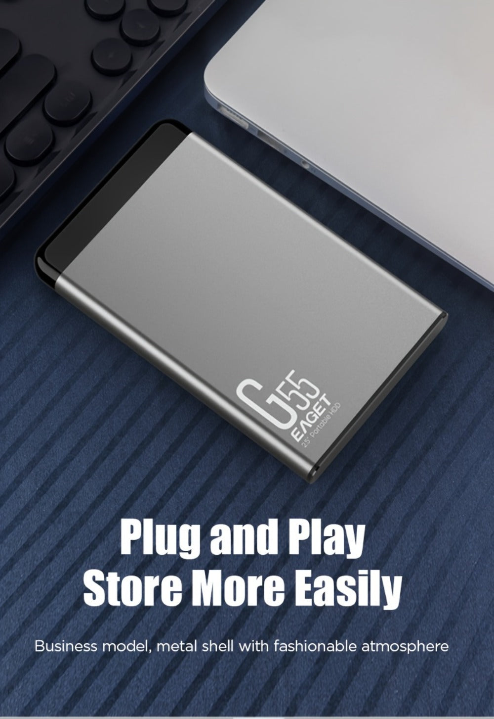 500GB Portable External Hard Drive USB 3.0 Metal Enclosure HDD High-Speed Mobile Backup Storage Plug & Play for PC Mac MacBook PS4 PS5 Xbox Smart TV – EAGET G55 Compact Durable Design