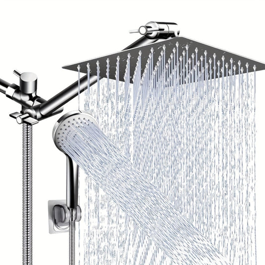 Rain Shower Head with Handheld Spray Combo and Adjustable Wall-Mount Arm