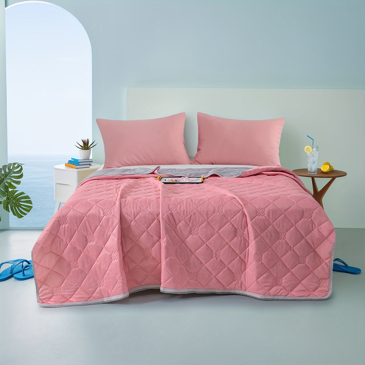 Ultrasonic Embossed Cooling Blanket – 100% Polyester Summer Throw, Breathable Lightweight for Hot Sleepers, Machine Washable, 6 Colors