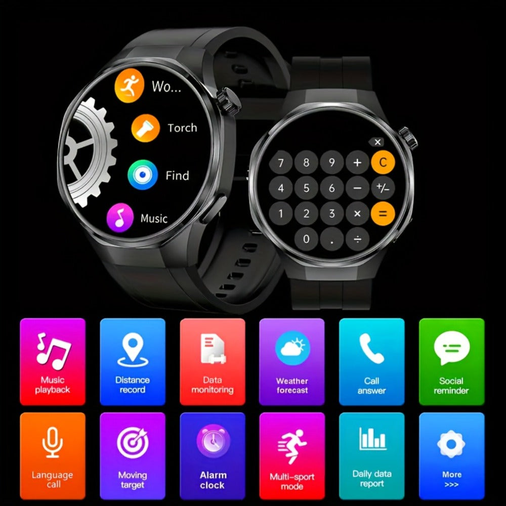 Hexagonal Bezel Smartwatch for Men HD TFT Display 150+ Sports Modes AI Voice Control 100+ Watch Faces Wireless Calling Weather Forecast Activity Tracker Compatible with Android iOS – Black Silver