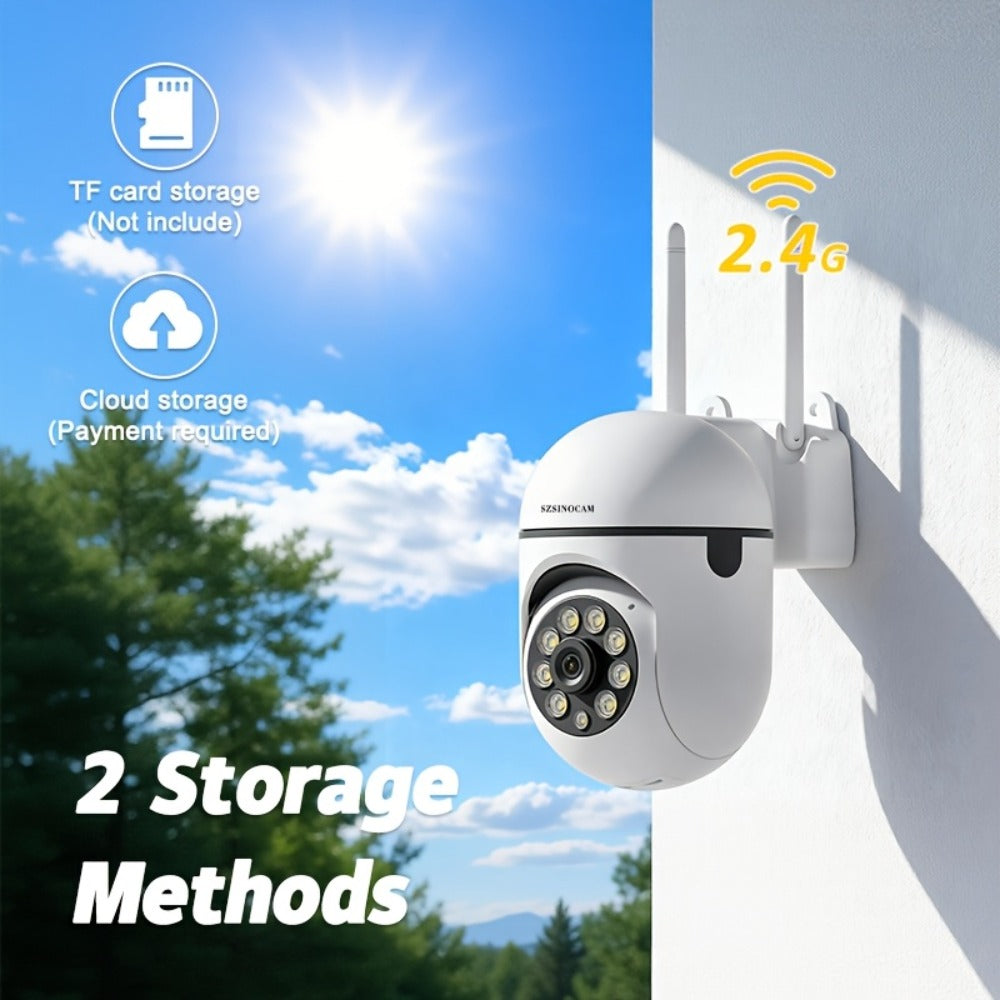 1080P WiFi Security Camera Indoor Outdoor, 360° Pan Tilt Zoom, Color Night Vision, Two-Way Audio, AI Motion Detection, Spotlight Alarm, Cloud & TF Card Storage, Remote Monitoring Home Security