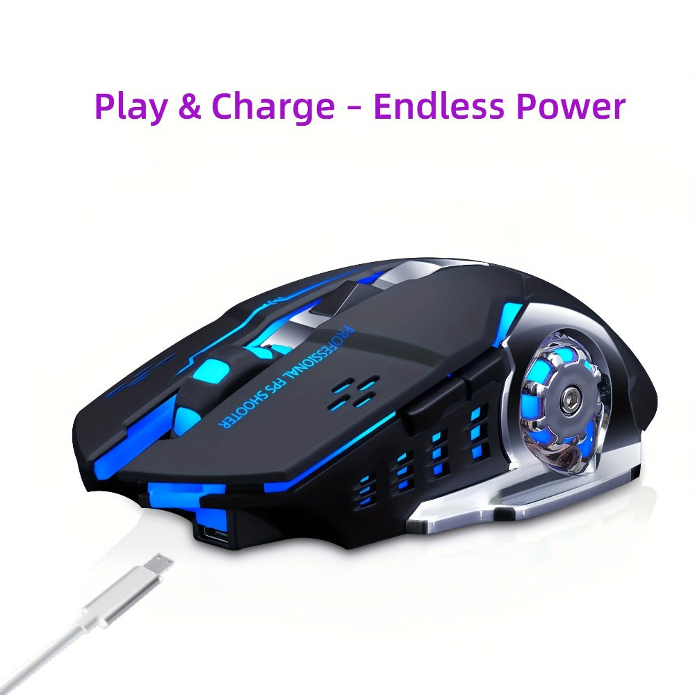 Ergonomic Silent Wireless Mouse T-WOLF Rechargeable Dual-Mode BT5.0 & 2.4G – Full-Size RGB Comfort Mouse for Work Study Gaming, Aesthetic Desk Setup, Back to School Gift for PC Laptop Mac