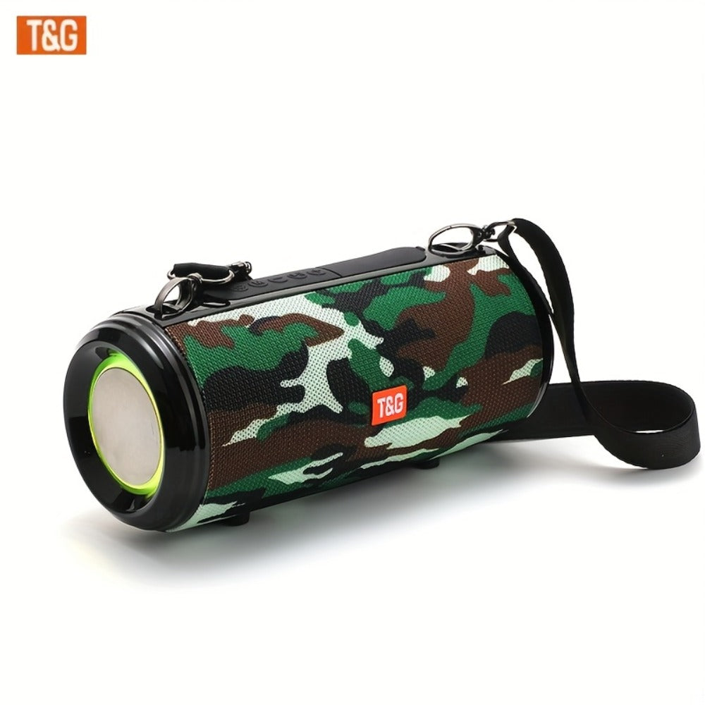 TG537 Portable Bluetooth Speaker with TWS Stereo Pairing, Hands-Free Calling, TF Card & USB Playback, Wireless Loudspeaker for Smartphone Tablet TV Camping Travel Outdoor Indoor