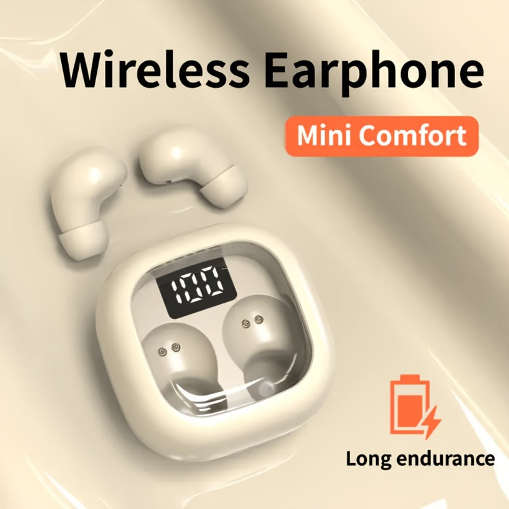 Mini Wireless Earbuds with Charging Case, Ultra-Long Battery Life, Universal Phone Control, Compact True Wireless Earphones Compatible with iOS & Android, Lightweight In-Ear Headphones for Music Calls Travel Work