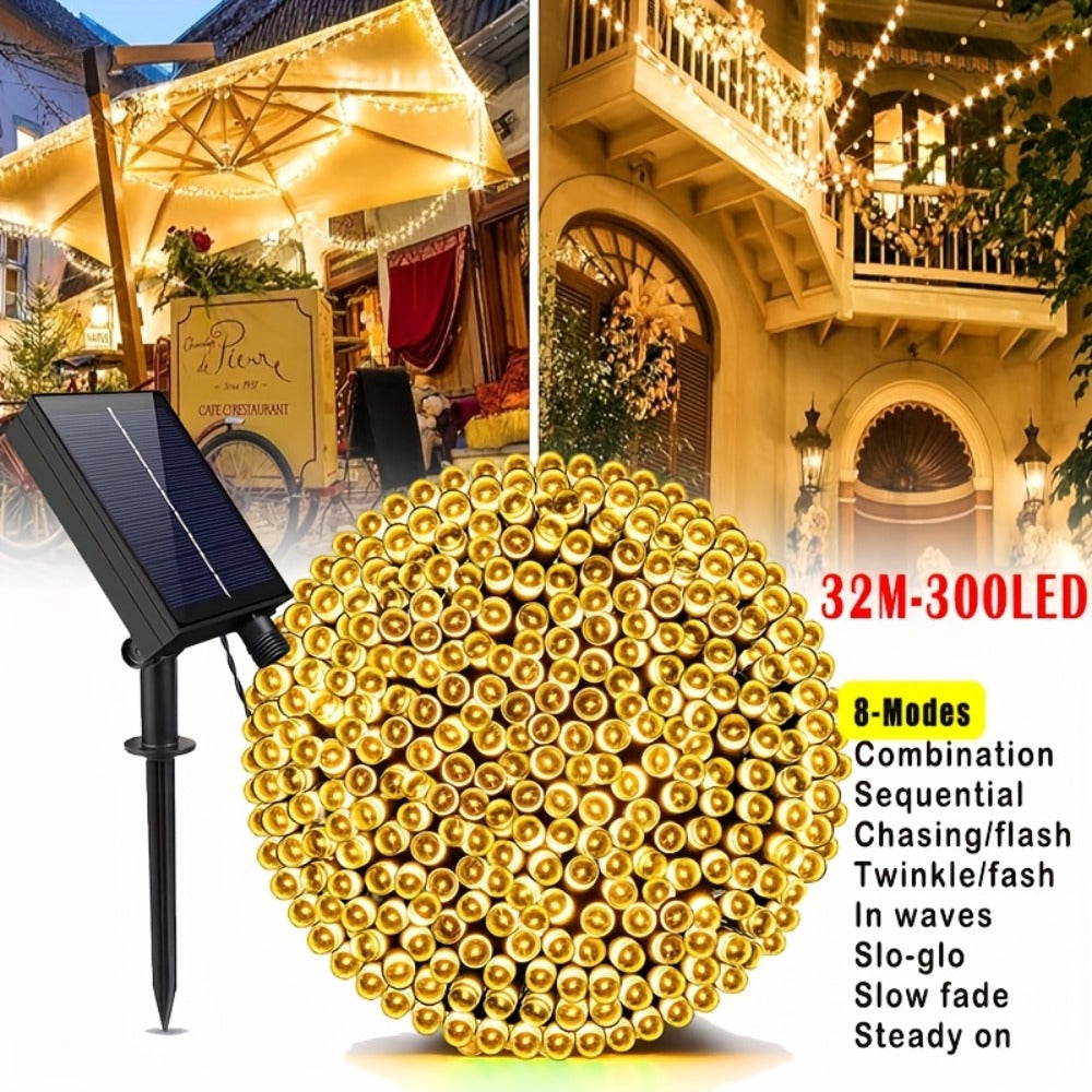 Solar String Lights Outdoor LED – 39/50/72/100/105FT Spherical Bulb & Warm/Cool White with Remote Control | IP65 Waterproof 12-Hour Solar Powered Fairy Lights for Patio, Garden & Festival Decoration