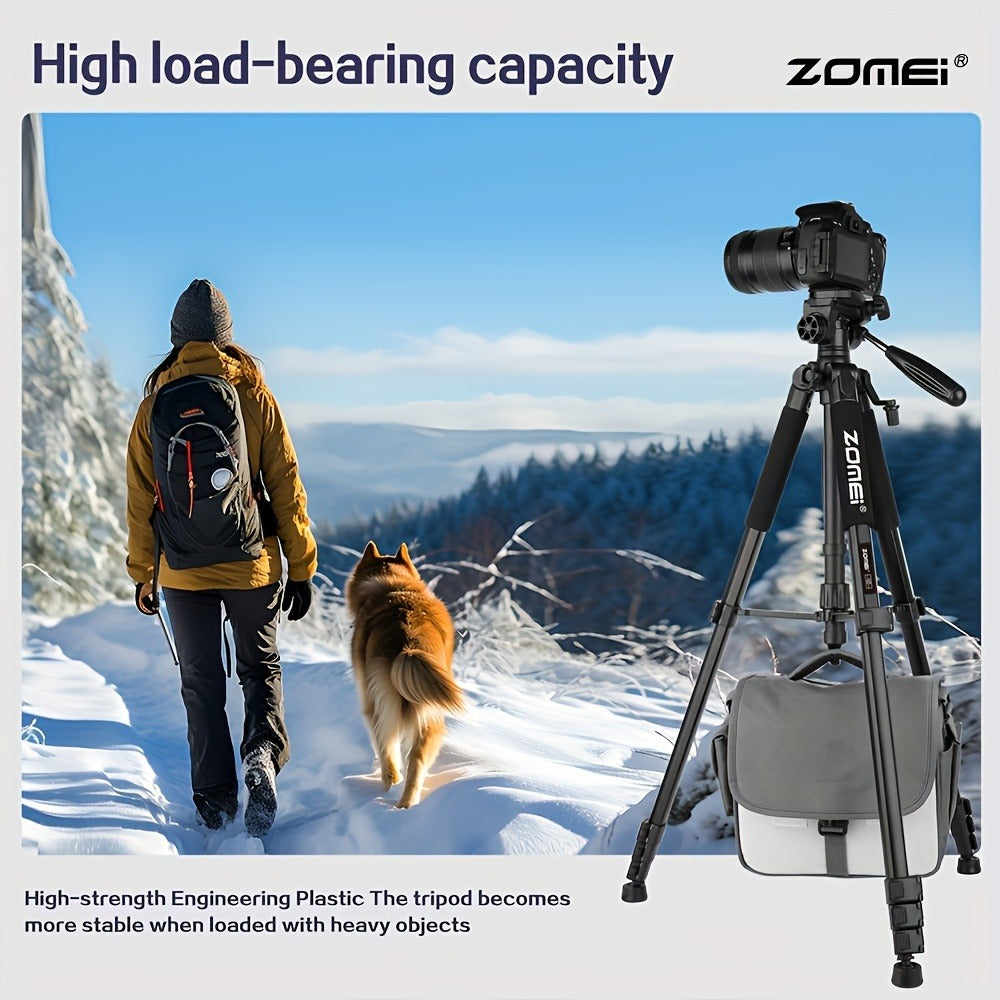Aluminum Alloy Camera Tripod 65 Inch Heavy Duty Extendable with Phone Clip & Carry Bag – Professional Stand for DSLR SLR Mirrorless Camera Smartphone Projector Spotting Scope Travel Photography