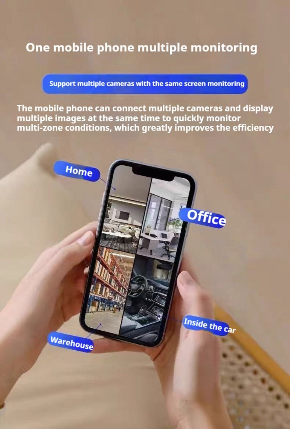 360-Degree Mini Smart WiFi Security Camera 1080P with Night Vision, Motion Detection Alarm, Pet Monitor & Nanny Cam – Battery or USB Powered, 2.4GHz & 5GHz, No Dead Angle Home Surveillance