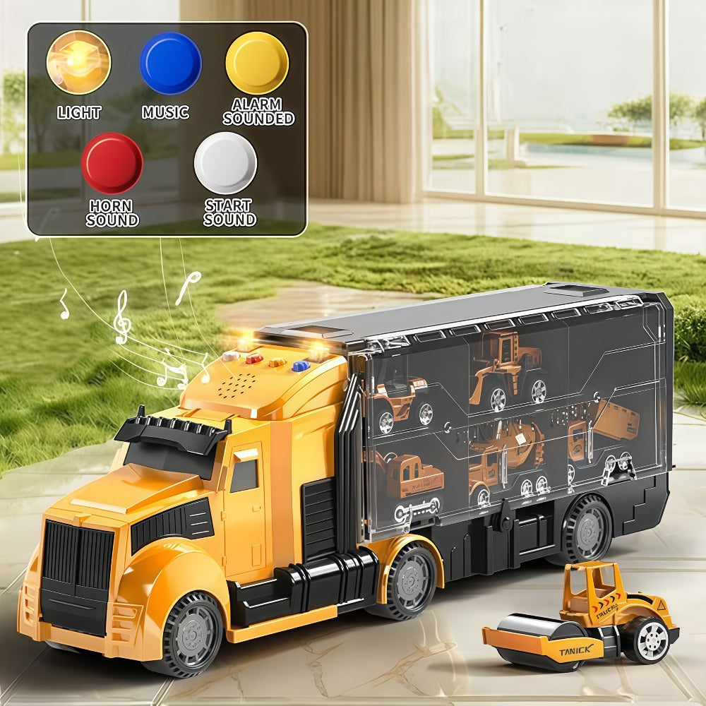 7-in-1 Diecast Construction Truck Toy Set with Excavator and Bulldozer