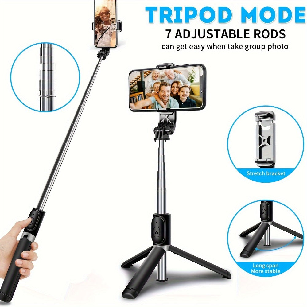 2-in-1 Phone Tripod & Selfie Stick 40 Inch Foldable with Wireless Bluetooth Remote – Portable Extendable Travel Stand for iPhone 16 15 14 13 Android, Vlogging Video Calls Group Photos TikTok YouTube