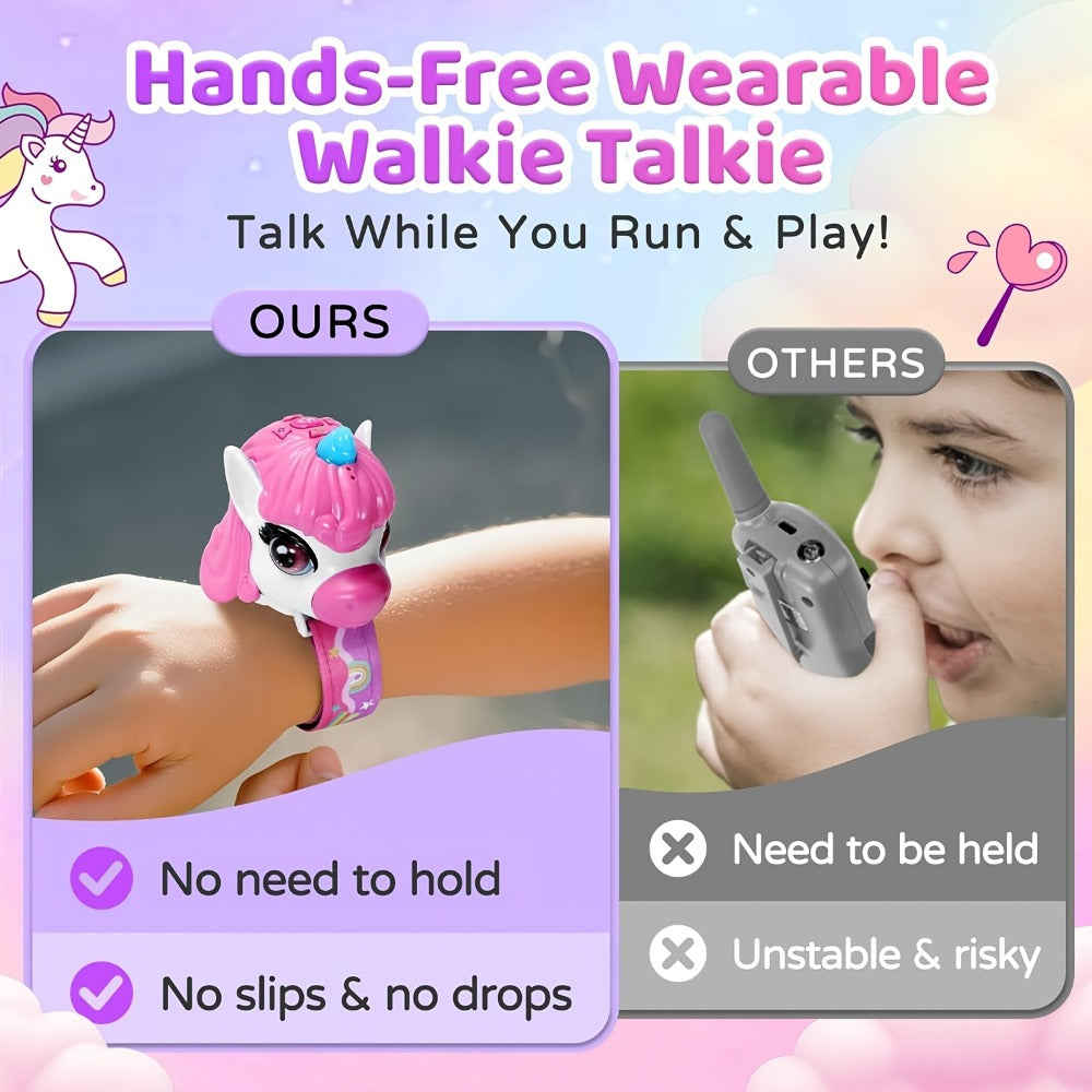 Unicorn Walkie Talkies for Kids 2 Pack, Glow in the Dark, Long Range 2-Way Radio Toy for Boys & Girls Ages 3-12, Outdoor Adventure Camping Hiking, Birthday Christmas Halloween Back to School Gift, Pink & Purple