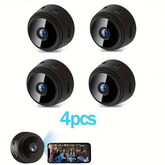 1080P Mini WiFi Security Camera 4 Pack with Night Vision & Motion Detection – 150° Rotation, Wide Angle, Indoor Compact Wireless Camera, Baby Pet Monitor, Cloud & SD Storage